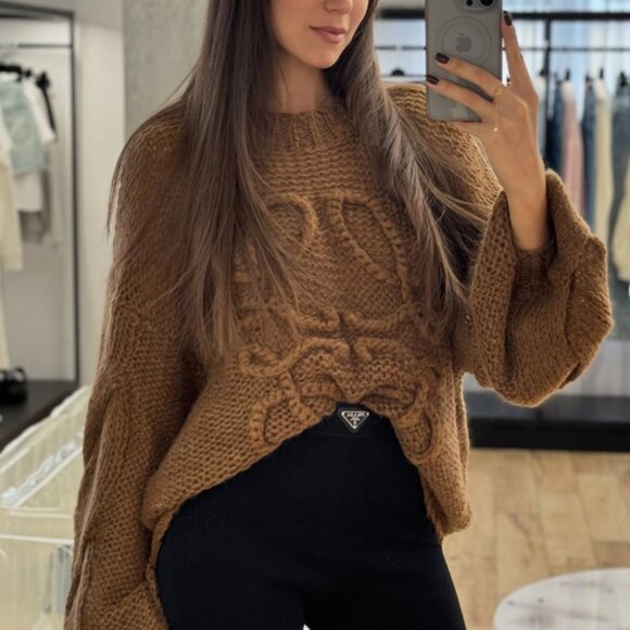 Loewe Anagram Openwork Knit Letter Combination Mohair Blend Sweater - Picture 5 of 15